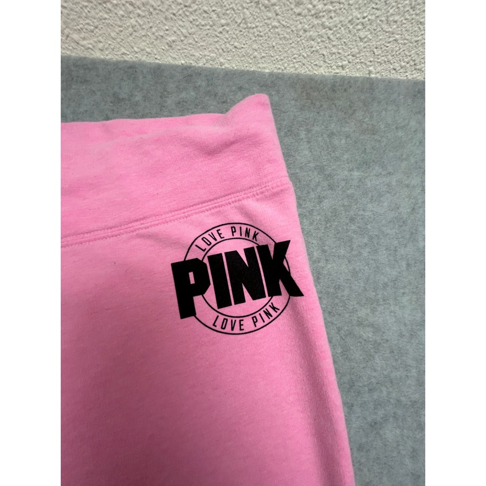 Pink Victoria's Secret Flare Sweatpants Pink Logo Drawstring Lounge Pants Large - Picture 2 of 12